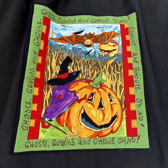 Halloween Pumpkin Witch Bat Corn Field Hand Made Waist Apron Pockets - Picture 2 of 4